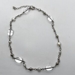 Silpada Pearl & Rock Crystal Necklace Retired N1602 / 15” + 2” Extender Chain